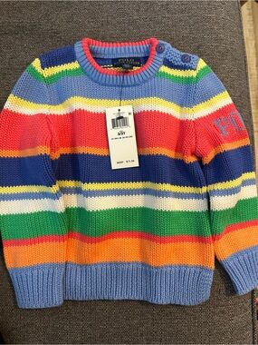 Polo by Ralph Lauren Blue Multi-Stripe Crewneck Sweater